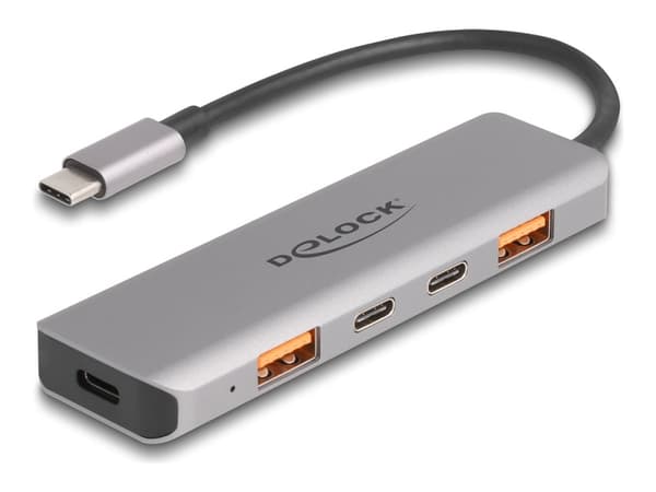 Delock - Hubb - 10 Gbps, Power Delivery 95 Watt - 2 x USB-C + 2 x USB - skrivbordsmodell
