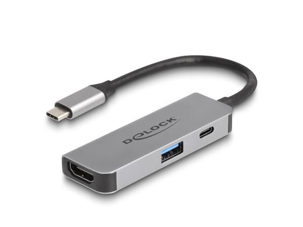 Delock USB Type-C Adapter zu HDMI 4K 60 Hz mit USB Typ-A und USB Type-C PD 95 W