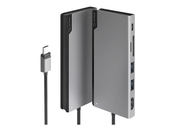 ALOGIC ULDUNIV2-SGR, Ledningsført, USB 3.2 Gen 1 (3.1 Gen 1) Type-C, 100 W, Grå, MicroSD (TransFlash), SD, 5120 x 2880 pikseliä, 5120 x 2880 kuvapist