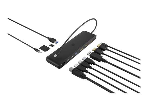 ICY BOX IB-DK2116AC - Dokkingstasjon - USB-C 3.2 Gen 2 / Thunderbolt 3 / Thunderbolt 4 - 2 x HDMI, DP - 1GbE