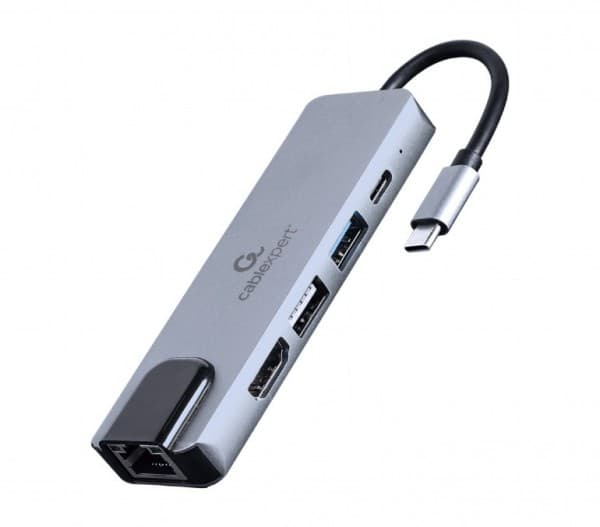 Cablexpert A-CM-COMBO5-04 - Dokkingstasjon - USB-C 3.1 - HDMI - 1GbE