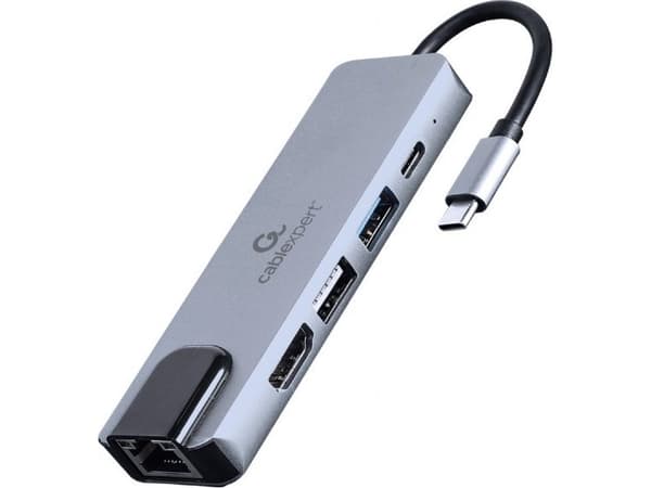 Cablexpert A-CM-COMBO5-04 - Dokkingstasjon - USB-C 3.1 - HDMI - 1GbE