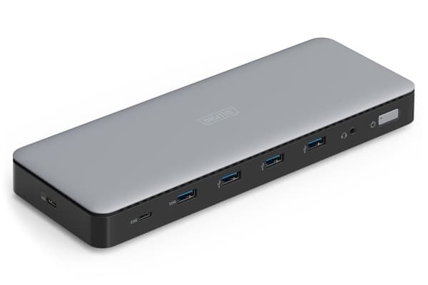 Digitus DA-70918, langallinen, USB 3.2 Gen 2 (3.1 Gen 2) Type-C, 1.4/2.2, 10 100 1000 Mbit/s, musta, harmaa, 10 Gbit/s.