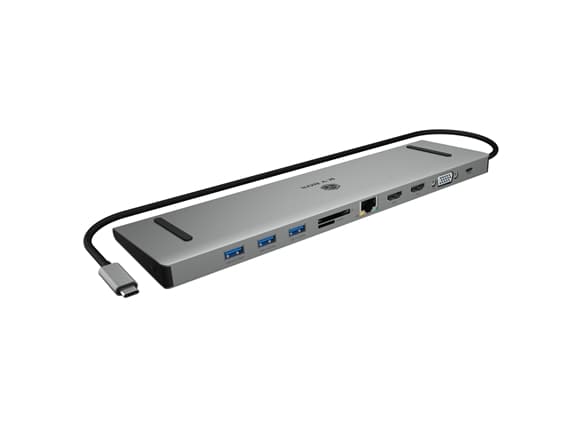 Icy Box Doko telakointiasema ib-dk2106a-cpd 11 in 1, 2x hdmi, 1x vga, lan, kortinlukija, 3x usb, 100w pd