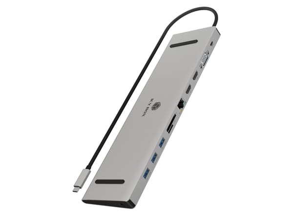 Icy Box Doko telakointiasema ib-dk2106a-cpd 11 in 1, 2x hdmi, 1x vga, lan, kortinlukija, 3x usb, 100w pd