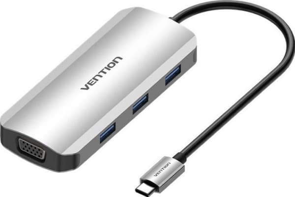 USB-C to HDMI, VGA, 3x USB 3.0, PD 0.15m Vention TOIHB docking station (gray)
