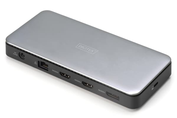 Digitus DA-70917, langallinen, USB 3.2 Gen 2 (3.1 Gen 2) Type-C, 1.4/2.2, 10 100 1000 Mbit/s, musta, harmaa, MicroSD (TransFlash), SD