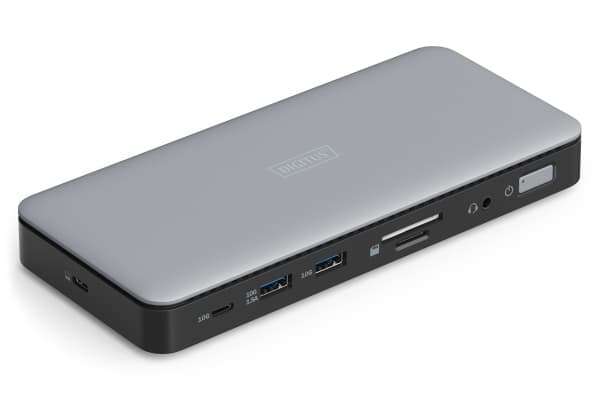Digitus DA-70917, langallinen, USB 3.2 Gen 2 (3.1 Gen 2) Type-C, 1.4/2.2, 10 100 1000 Mbit/s, musta, harmaa, MicroSD (TransFlash), SD