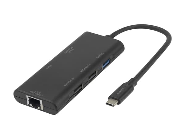 USB-C dockningsstation DELTACO, singel, 1x HDMI, 3x USB-A, RJ45 / USBC-HDMI31 / 1902571