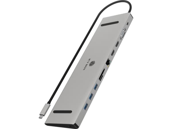 ICY BOX IB-DK2106a-CPD, Wired, USB 3.2 Gen 1 (3.1 Gen 1) Type-C, 100 W, 3.5 mm, 10,100,1000 Mbit/s, Anthracite, Black