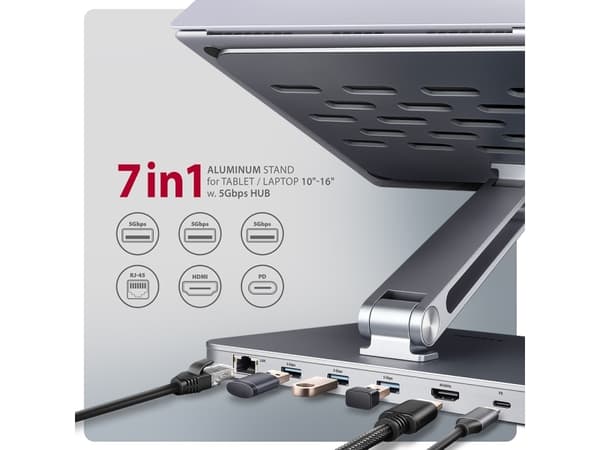 Axagon Ei luokiteltu, langallinen, USB 3.2 Gen 1 (3.1 Gen 1) Type-C, 100 W, 1.4/2.3, 10 100 1000 Mbit/s, hopea