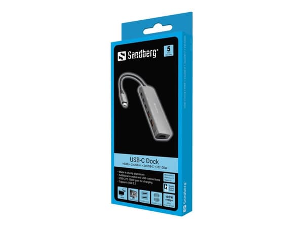 USB-C Dock HDMI + 2xUSB-A +  2xUSB-C + PD100W USB-C Dock