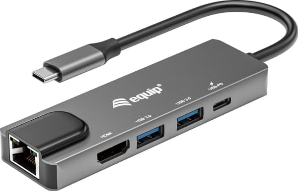 Equip 133489, Kabel, USB 3.2 Gen 1 (3.1 Gen 1) Type-C, 100 W, 10,100,1000 Mbit/s, Grå, 5 Gbit/s