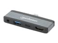 Miniatyrbild 1 av 5: Manhattan 190404, Kabel, USB 3.2 Gen 2 (3.1 Gen 2) Type-C, 100 W, 3,5 mm, Grå, 10 Gbit/s