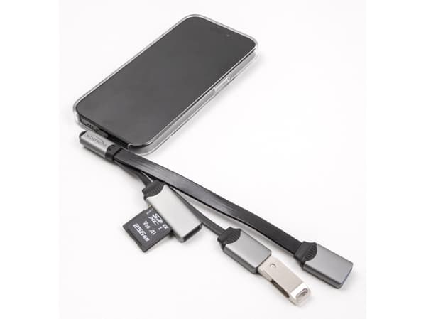 Delock 2-porttinen USB-keskitin, jossa on SD- ja Micro-SD-kortinlukija ja USB Type-C-portti