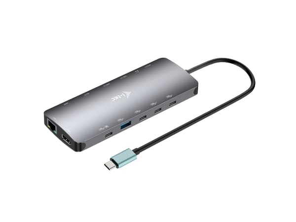 i-tec Metal C31NANOTRIPLED140UK, Kabel, USB 3.2 Gen 1 (3.1 Gen 1) Type-C, 140 W, 3,5 mm, 10,100,1000 Mbit/s, Grå