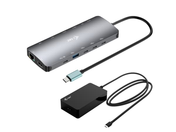 i-tec Metal C31NANOTRIPLED140UK, Kabel, USB 3.2 Gen 1 (3.1 Gen 1) Type-C, 140 W, 3,5 mm, 10,100,1000 Mbit/s, Grå