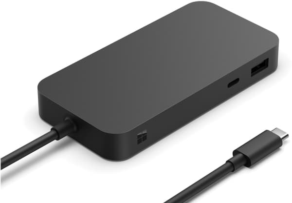 Microsoft Surface USB4 Dock, Koblet med ledninger (ikke trådløs), USB4, 100 W, 1000 Mbit/s, Sort, 60 Hz