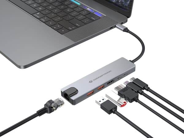 Conceptronic DONN29G, Kabel, USB 3.2 Gen 2 (3.1 Gen 2) Type-C, 140 W, 10,100,1000 Mbit/s, IEEE 802.3ab, Grå