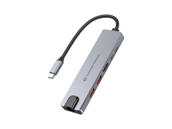 Conceptronic DONN29G, Kabel, USB 3.2 Gen 2 (3.1 Gen 2) Type-C, 140 W, 10,100,1000 Mbit/s, IEEE 802.3ab, Grå