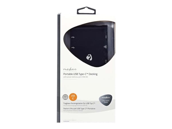 Nedis TCARFD200BK - Telakointiasema - USB-C - VGA, HDMI - 1GbE