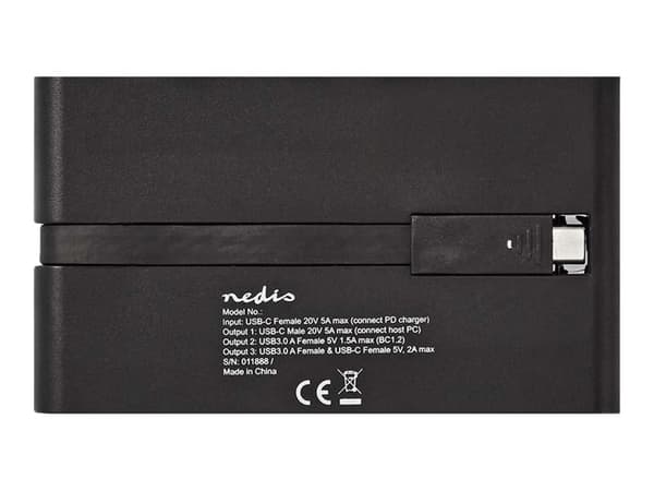 Nedis TCARFD200BK - Telakointiasema - USB-C - VGA, HDMI - 1GbE