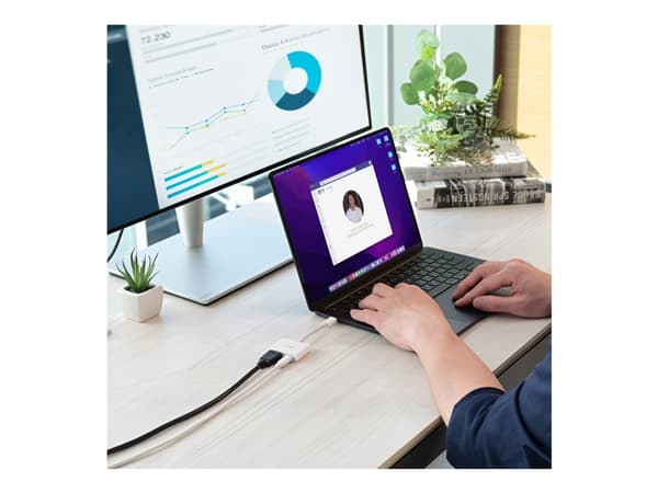 j5create JCA152 - Videokort - 24 pin USB-C hane till HDMI, 24 pin USB-C hona - 8.2 cm - vit - stöd för 4K, USB-strömförsörjning (100W), stöd för DP A
