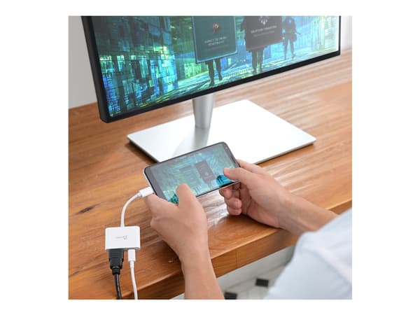 j5create JCA152 - Videokort - 24 pin USB-C hane till HDMI, 24 pin USB-C hona - 8.2 cm - vit - stöd för 4K, USB-strömförsörjning (100W), stöd för DP A