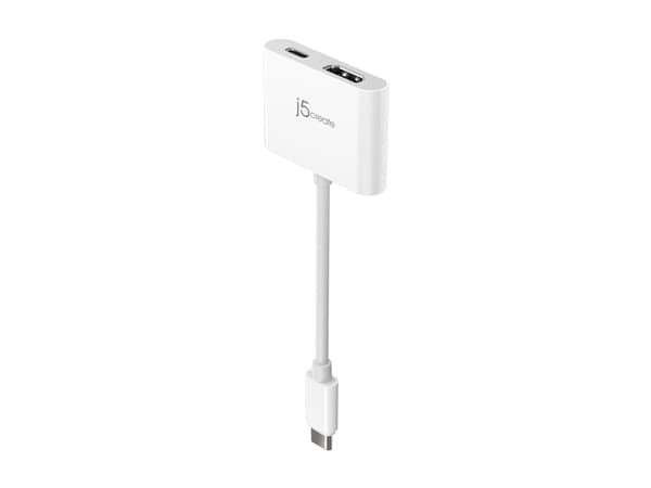 j5create JCA152 - Videokort - 24 pin USB-C hane till HDMI, 24 pin USB-C hona - 8.2 cm - vit - stöd för 4K, USB-strömförsörjning (100W), stöd för DP A