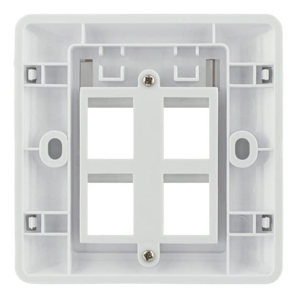 Flush mount for Keystone, 4 ports, white