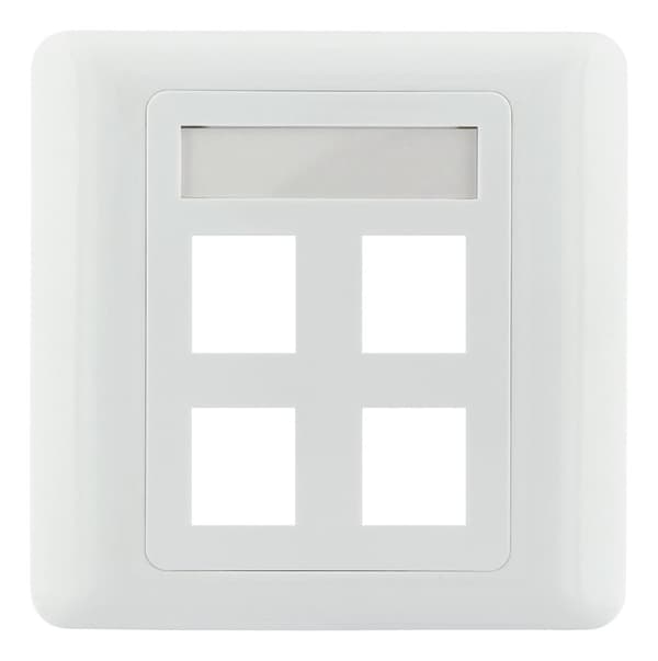 Flush mount for Keystone, 4 ports, white