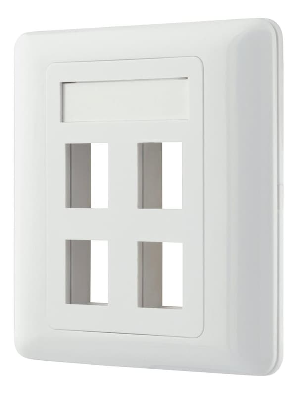 Flush mount for Keystone, 4 ports, white