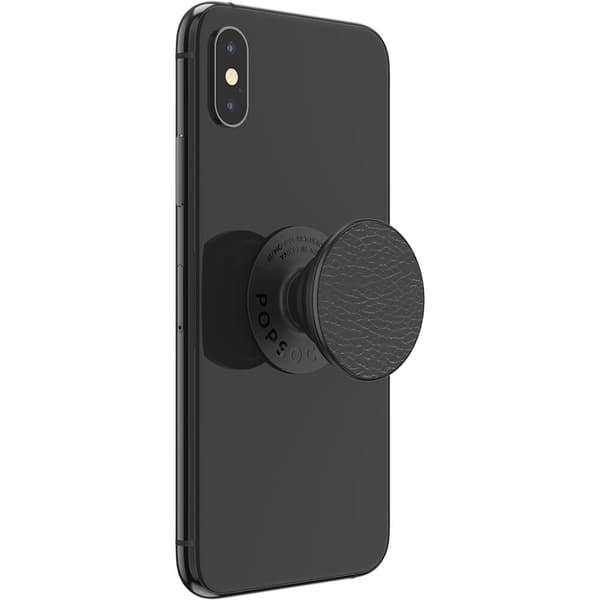 POPSOCKETS Pebbled Vegan Leather Black Aftageligt Greb m. Standerfunktion Premium