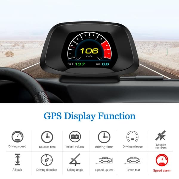 P19 Speedometer HUD OBD GPS LCD-skærm