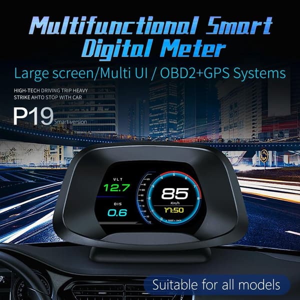 P19 Speedometer HUD OBD GPS LCD-skærm
