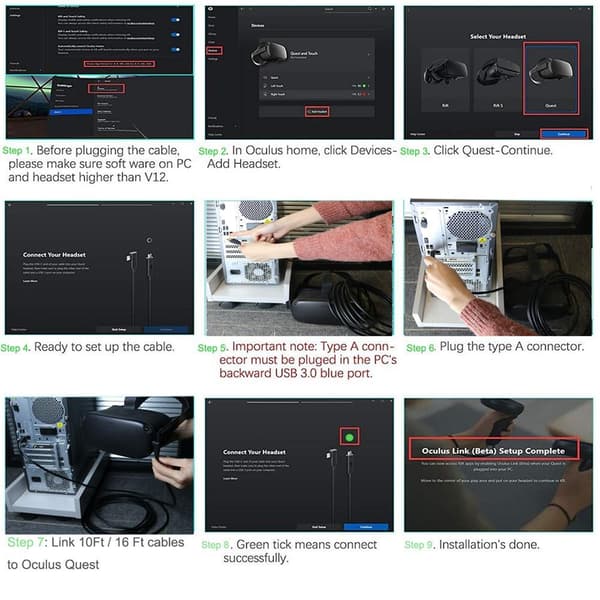 Oculus Quest VR -linkkikaapeli USB3.0 - C-tyypin datakaapeli 5m