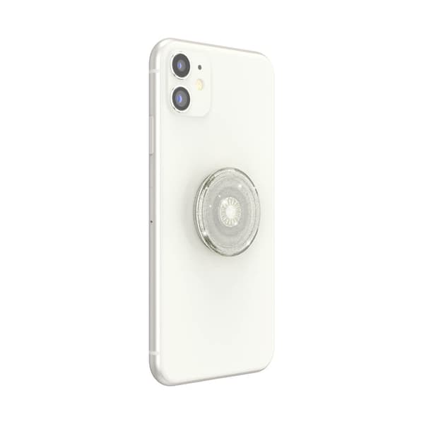 POPSOCKETS Kirkas Glitter Silver Irrotettava kahva jalustatoiminnolla