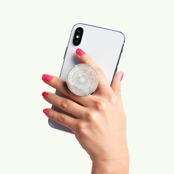 POPSOCKETS Kirkas Glitter Silver Irrotettava kahva jalustatoiminnolla