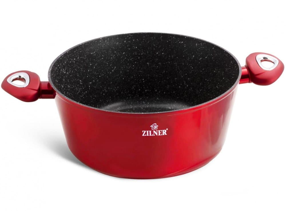 En uppsättning krukor med en granitbeläggning 15 EL. Zilner Cherry Red ZL-8516