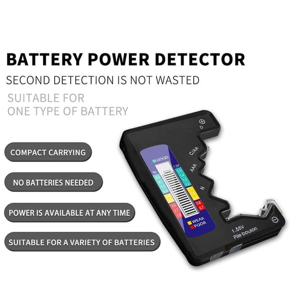 Universell batteritester for C/AAA/D/N/9V/6F22/1.55V