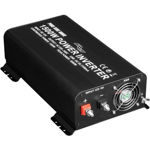 Sinus spänningsomvandlare 12V till 230V 1500W 3000W - svart