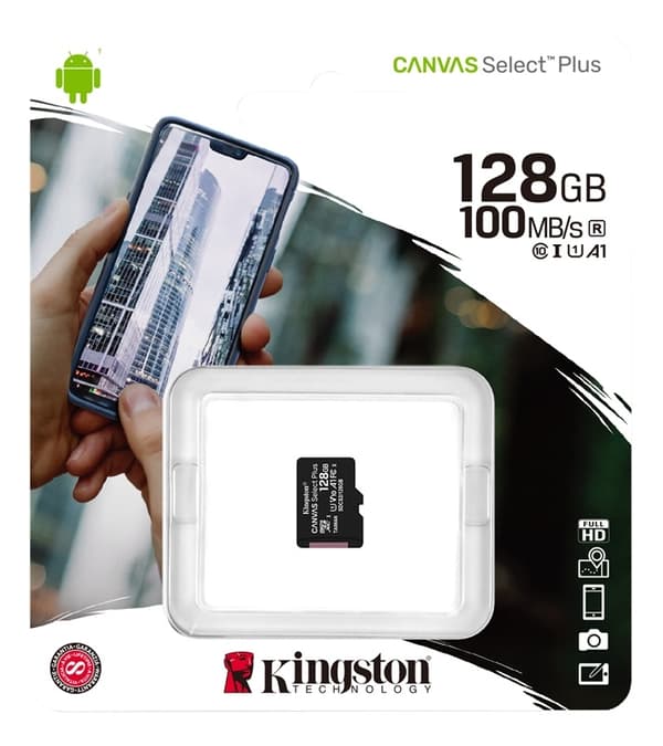 Kingston 128 GB micSDXC Canvas Select Plus 100R A1 C10 1-pk. uten ADP