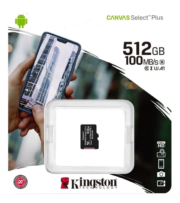 Kingston 512GB microSDXC Canvas Select Plus 100R A1 C10 w/o ADP
