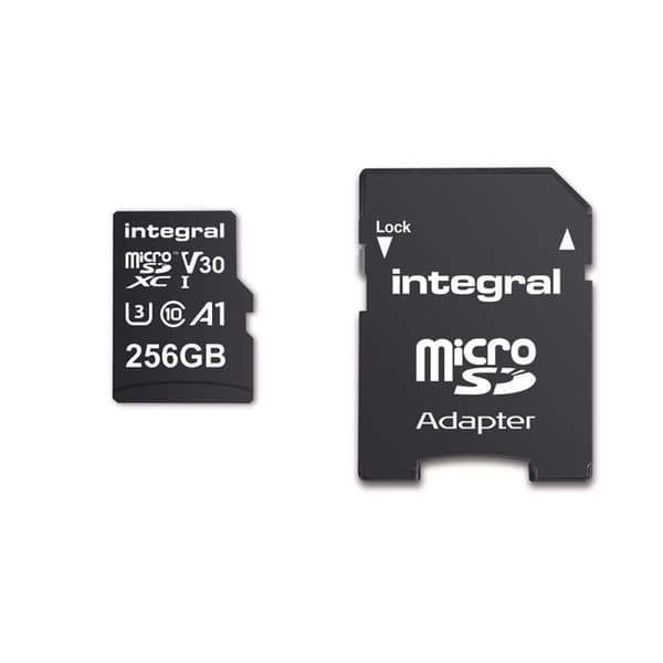 INTEGRAL 256 GB høyhastighets microSDHC/XC V30 UHS-I U3 minnekort