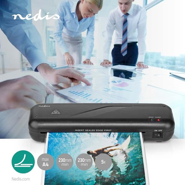 Nedis Laminator | Varm | A4 | 230 mm/min | Autosluk | Strømforsyning | Sort
