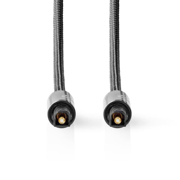 Nedis Optinen Audiokaapeli | TosLink uros | TosLink uros | 1.00 m | Pyöreä | Puuvilla | Gun Metal Harmaa | Laatikko kannella ja ikkunalla