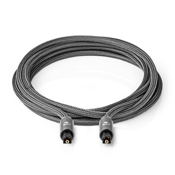 Nedis Optinen Audiokaapeli | TosLink uros | TosLink uros | 1.00 m | Pyöreä | Puuvilla | Gun Metal Harmaa | Laatikko kannella ja ikkunalla