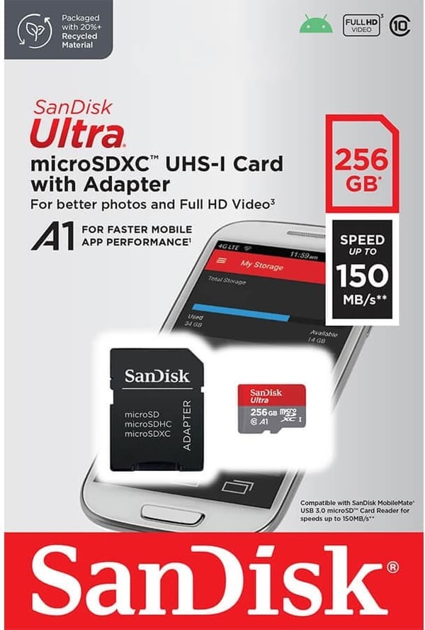 SanDisk Ultra-minnekort microSDXC, 256 GB