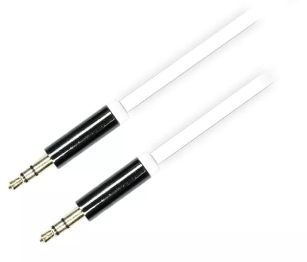 DELTACO lydkabel, 3,5mm han til 3,5mm han, 1m, hvid