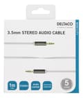 Miniatyrbillede 4 af 4: DELTACO lydkabel, 3,5mm han til 3,5mm han, 1m, hvid